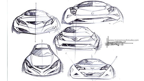 Car Design Front End Sketch Trick