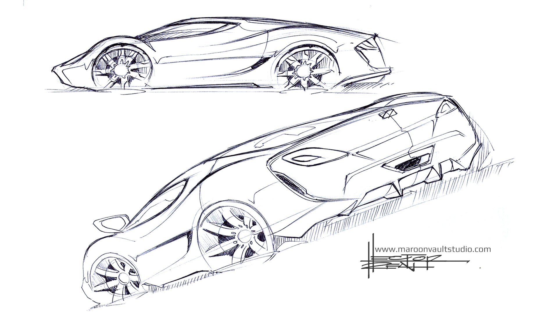 Sketching Mid Engined Cars