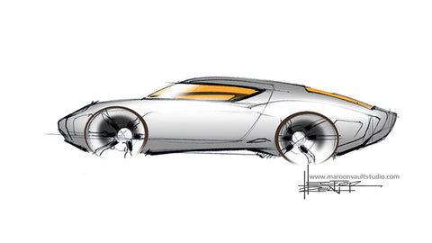 Sports Car Side View Sketch Render | Proportions