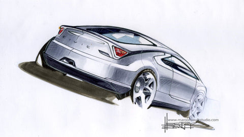 Honda Civic Marker Sketch