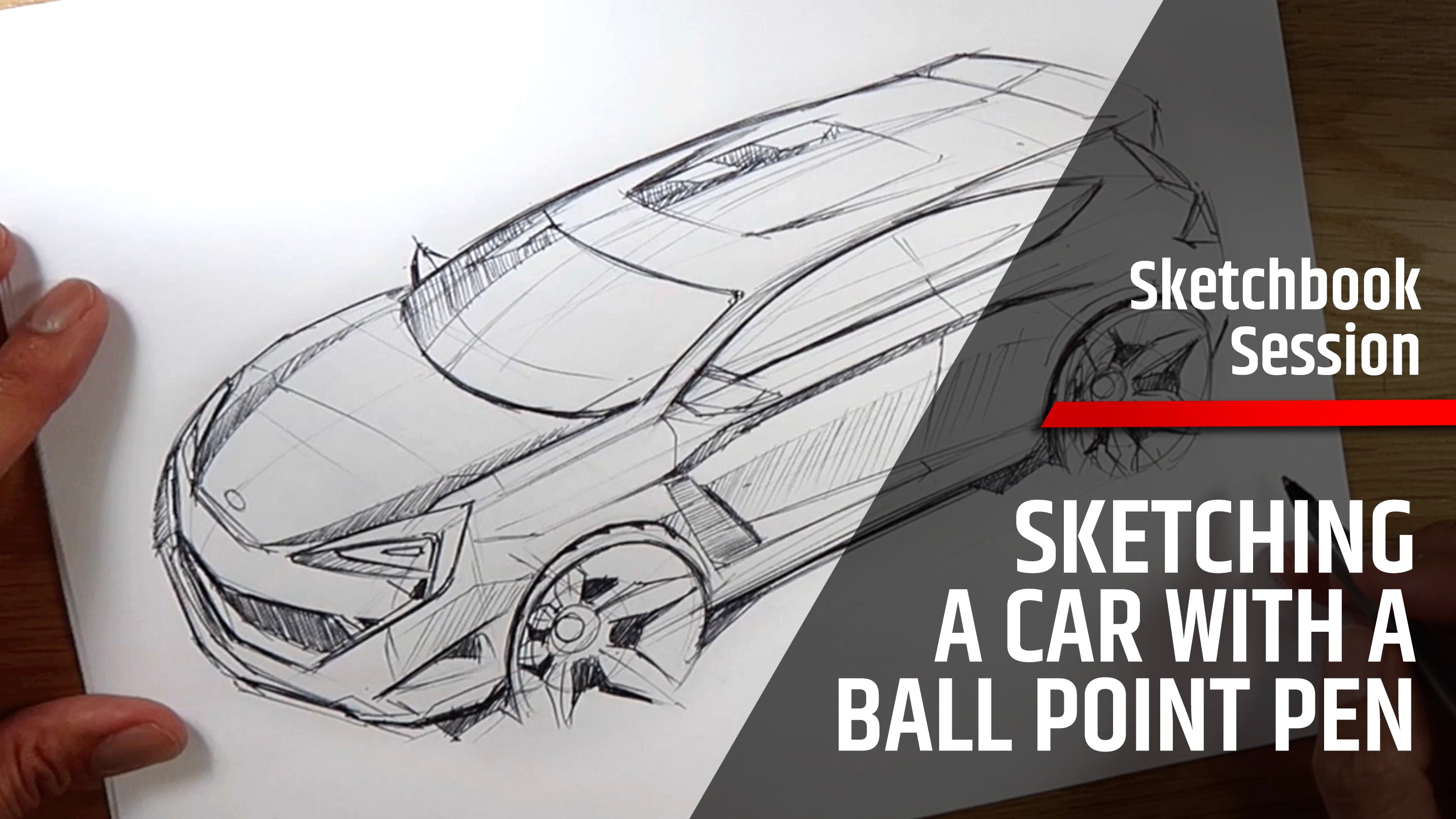 Sketching A Car With A Ballpoint Pen