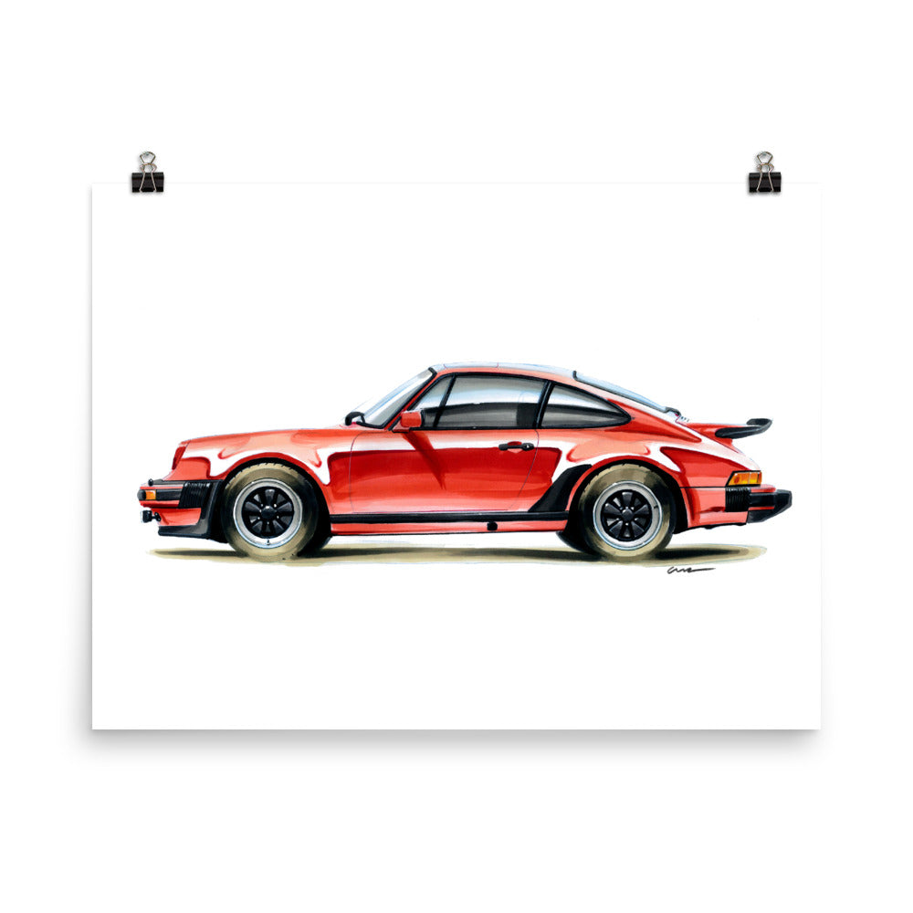 Classic 911 - Red | Poster - Reproduction of Original Artwork by Our Designers - MAROON VAULT STUDIO