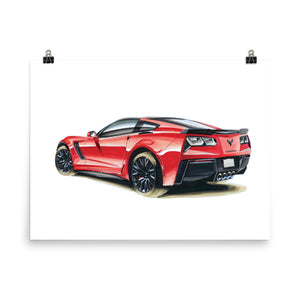 Red C7 | Poster - Reproduction of Original Artwork by Our Designers - MAROON VAULT STUDIO