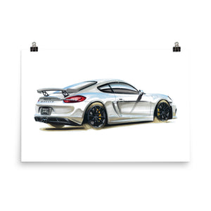 Cayman GT4 | Poster - Reproduction of Original Artwork by Our Designers - MAROON VAULT STUDIO