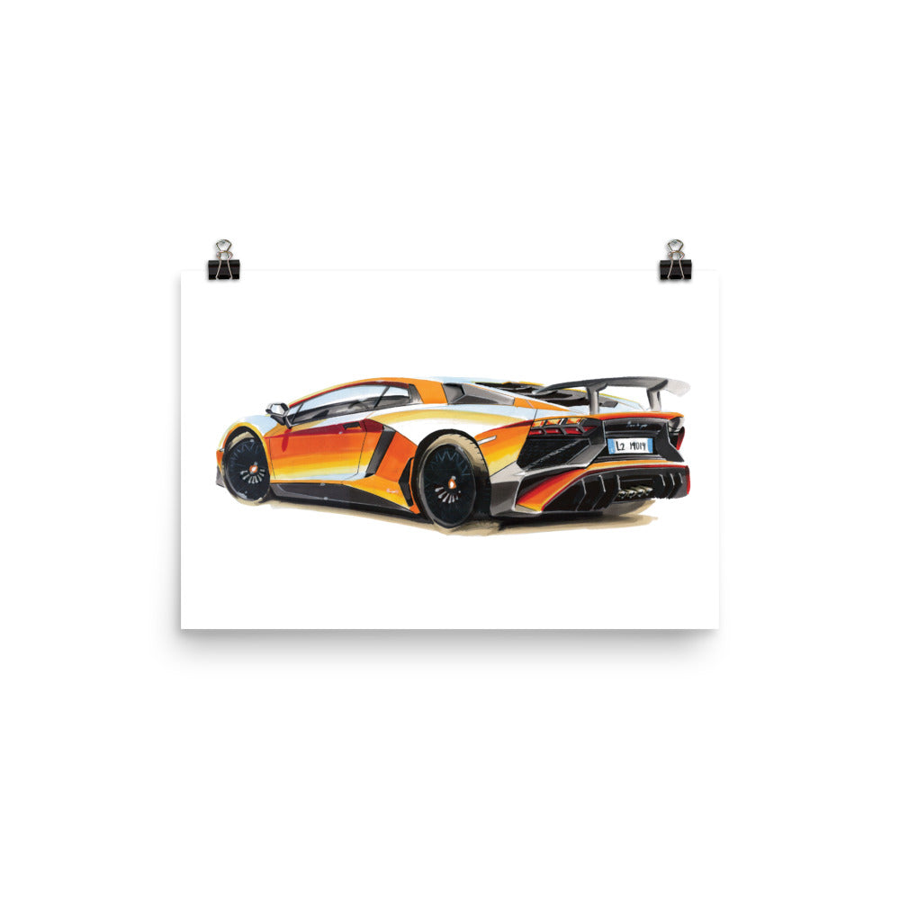 Aventador | Poster - Reproduction of Original Artwork by Our Designers - MAROON VAULT STUDIO