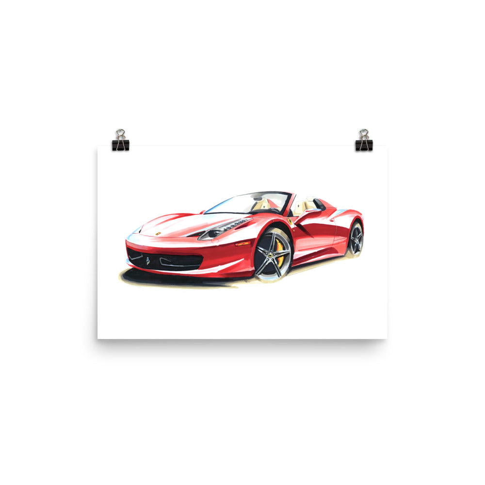 458 Spider | Poster - Reproduction of Original Artwork by Our Designers - MAROON VAULT STUDIO