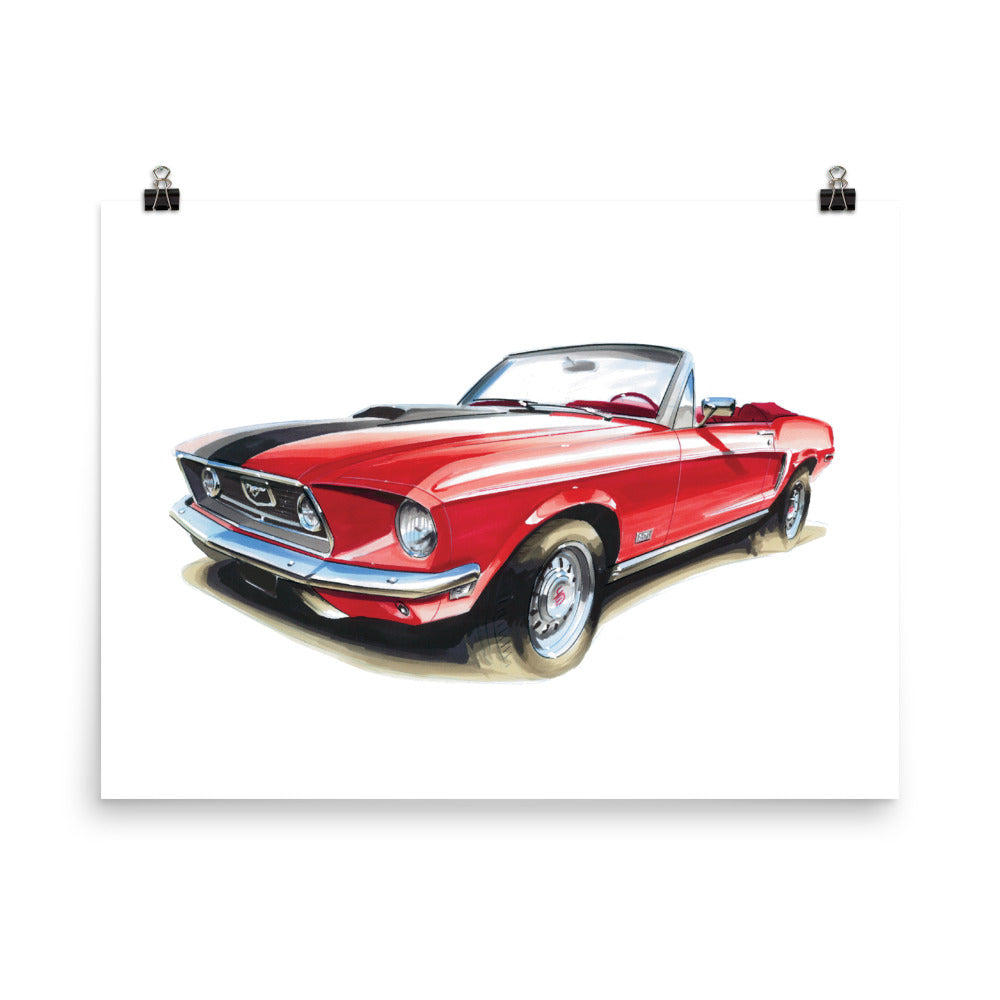 Mustang Convertible | Poster - Reproduction of Original Artwork by Our Designers - MAROON VAULT STUDIO