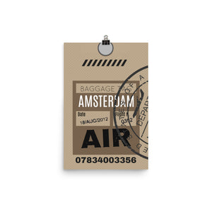 Amsterdam Luggage Tag | Poster - Photo Quality Paper - MAROON VAULT STUDIO