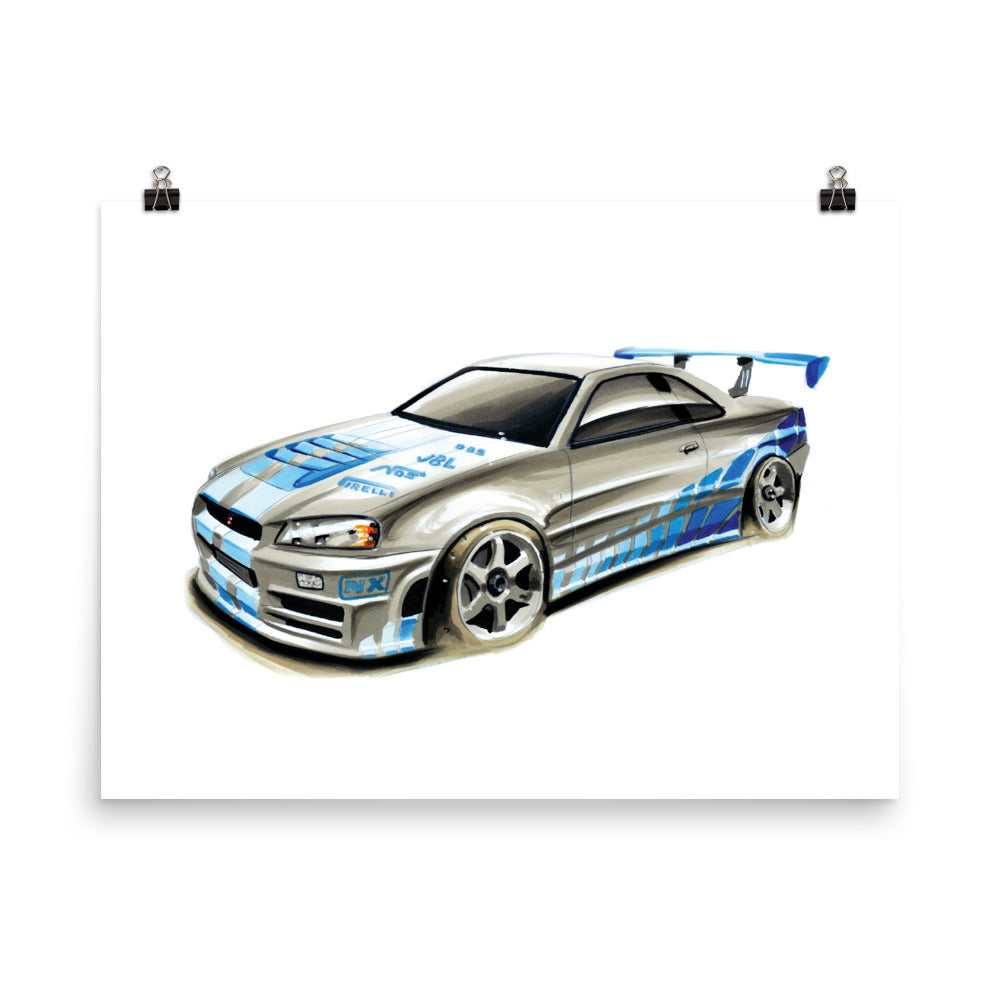 GTR R34 | Poster - Reproduction of Original Artwork by Our Designers - MAROON VAULT STUDIO