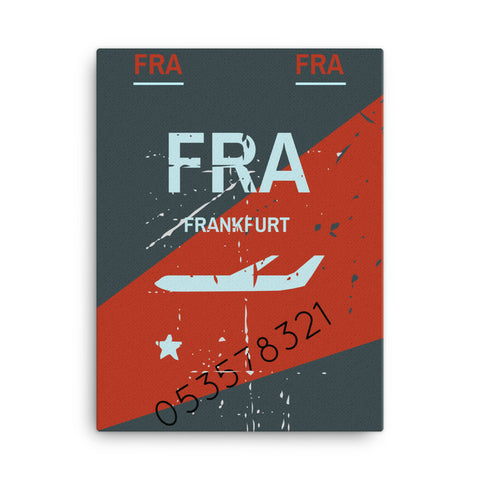 Frankfurt Luggage Tag | Canvas Print - MAROON VAULT STUDIO
