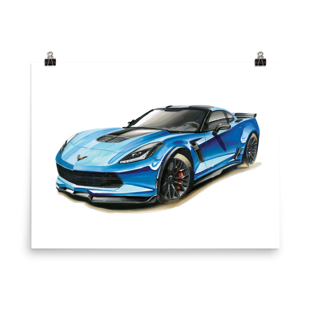 Blue C7 | Poster - Reproduction of Original Artwork by Our Designers - MAROON VAULT STUDIO