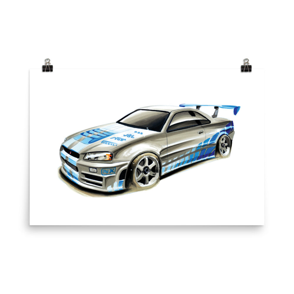 GTR R34 | Poster - Reproduction of Original Artwork by Our Designers - MAROON VAULT STUDIO