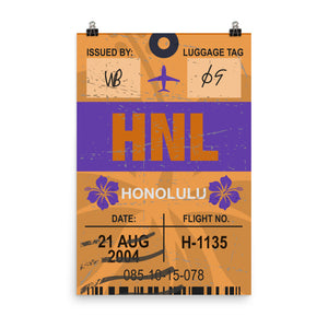 Honolulu Luggage Tag | Poster - Photo Quality Paper - MAROON VAULT STUDIO