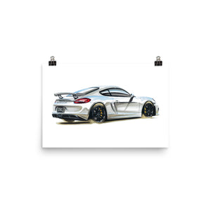 Cayman GT4 | Poster - Reproduction of Original Artwork by Our Designers - MAROON VAULT STUDIO