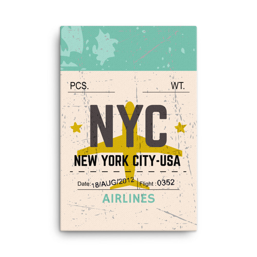New York City Luggage Tag | Canvas Print - MAROON VAULT STUDIO
