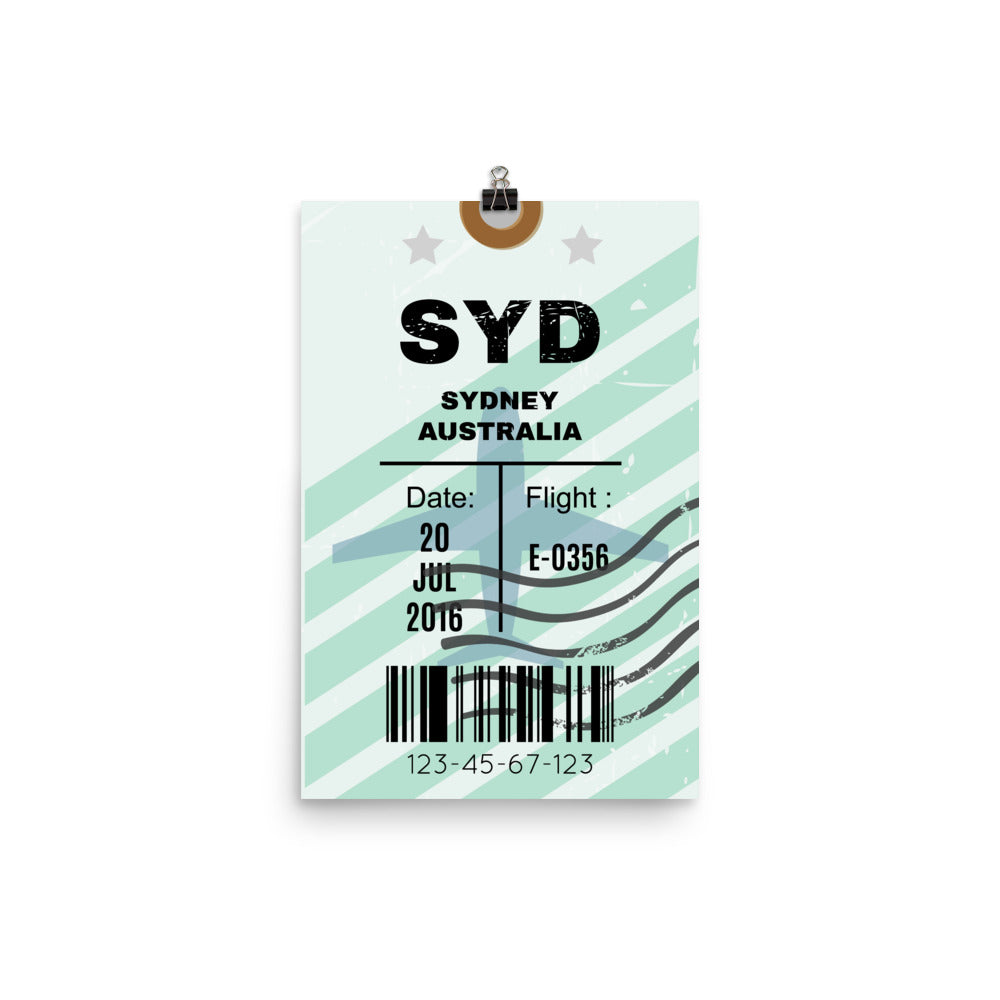 Sydney Luggage Tag | Poster - Photo Quality Paper - MAROON VAULT STUDIO