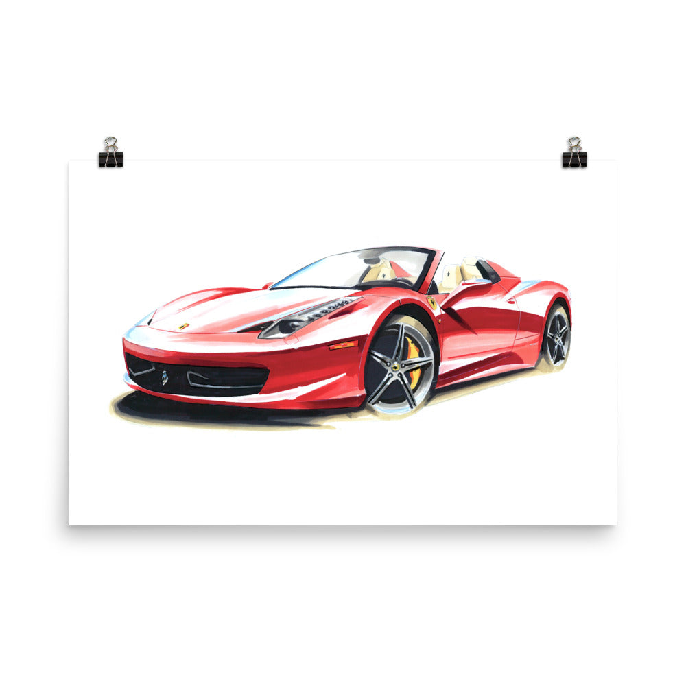 458 Spider | Poster - Reproduction of Original Artwork by Our Designers - MAROON VAULT STUDIO