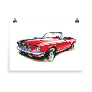 Mustang Convertible | Poster - Reproduction of Original Artwork by Our Designers - MAROON VAULT STUDIO