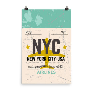 New York City Luggage Tag | Poster - Photo Quality Paper - MAROON VAULT STUDIO