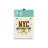 New York City Luggage Tag | Poster - Photo Quality Paper - MAROON VAULT STUDIO