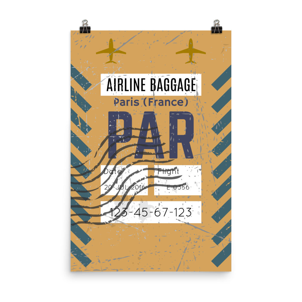 Paris Luggage Tag | Poster - Photo Quality Paper - MAROON VAULT STUDIO
