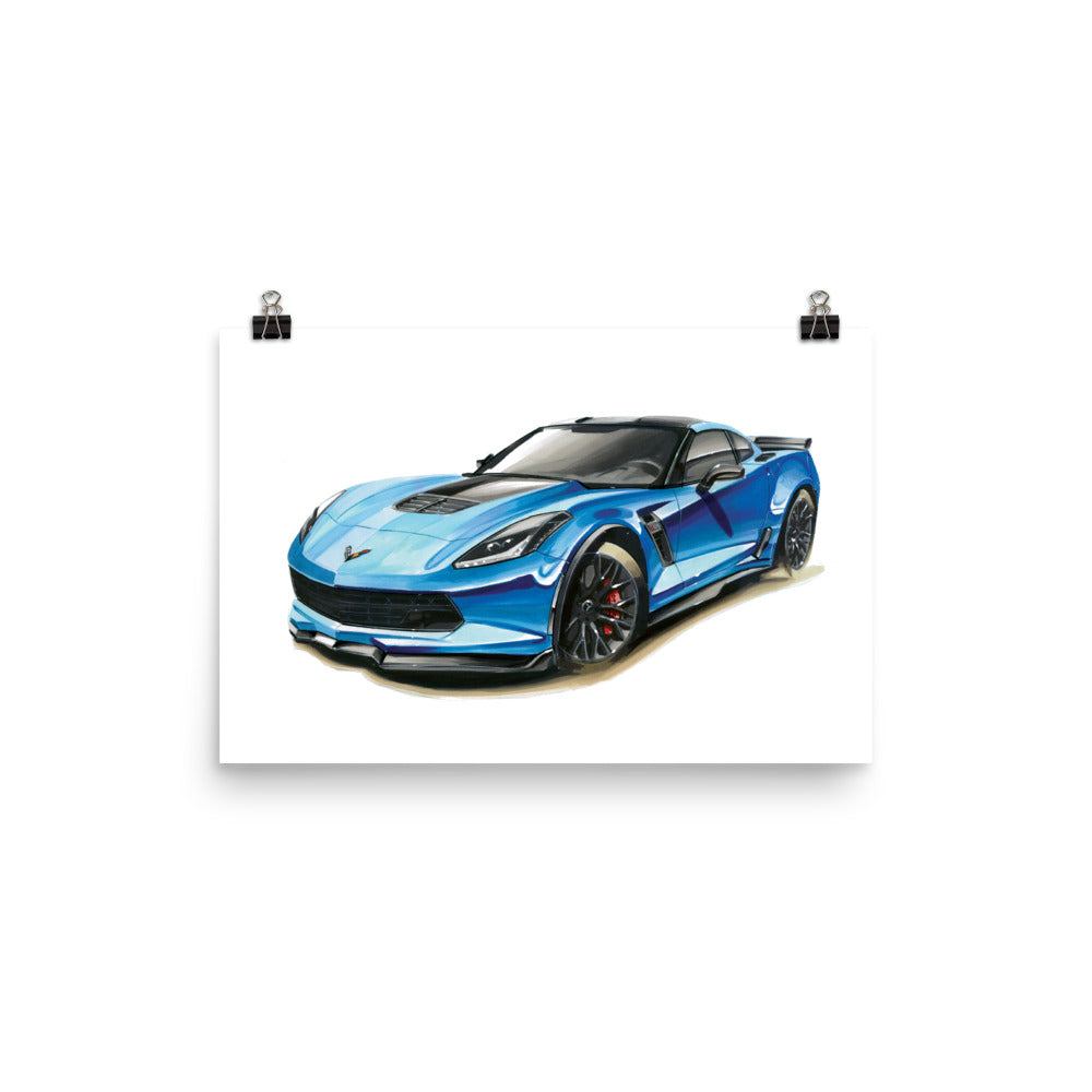 Blue C7 | Poster - Reproduction of Original Artwork by Our Designers - MAROON VAULT STUDIO