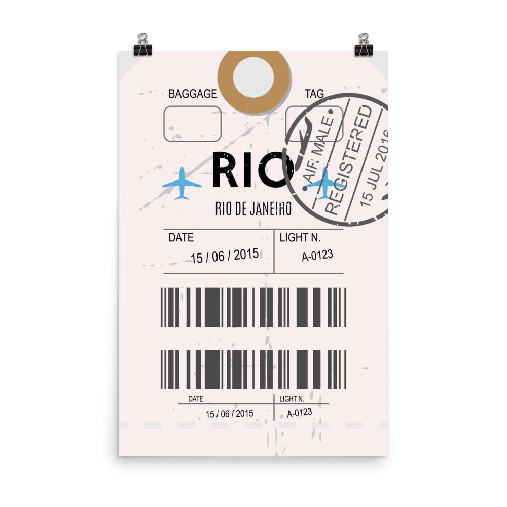 Rio De Janeiro Luggage Tag | Poster - Photo Quality Paper - MAROON VAULT STUDIO