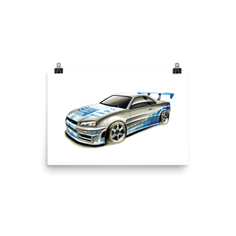 GTR R34 | Poster - Reproduction of Original Artwork by Our Designers - MAROON VAULT STUDIO