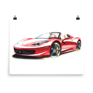 458 Spider | Poster - Reproduction of Original Artwork by Our Designers - MAROON VAULT STUDIO